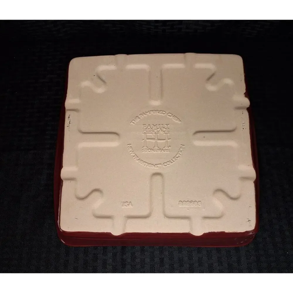 Pampered Chef Stoneware 9x9x2 Square Baker 2.75 Qt Cranberry Red Baking Dish
